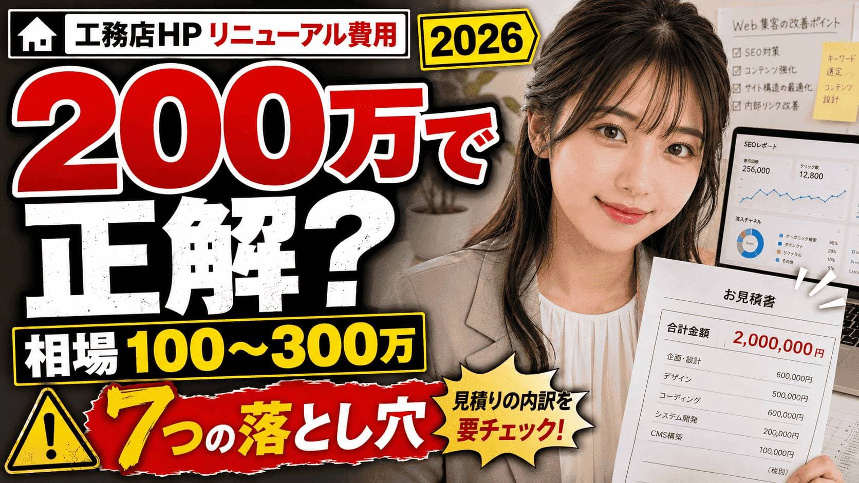 工務店ホームページ リニューアル費用相場2026|「200万見積もりが正解」とは限らない7つの落とし穴